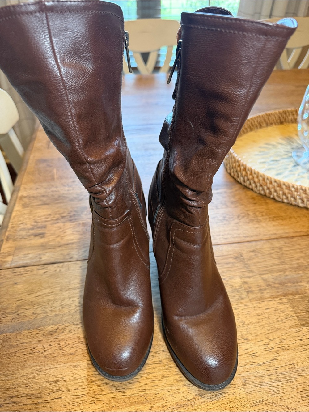 Maurices Brown Leather Calf-High Boots